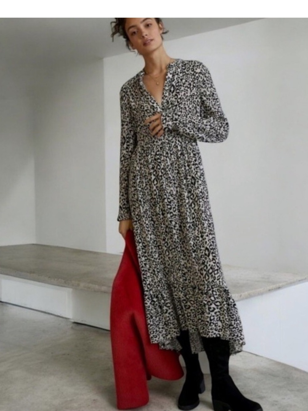 Mare Mare X Anthropologie Lynda White Leopard Maxi Dress Size S